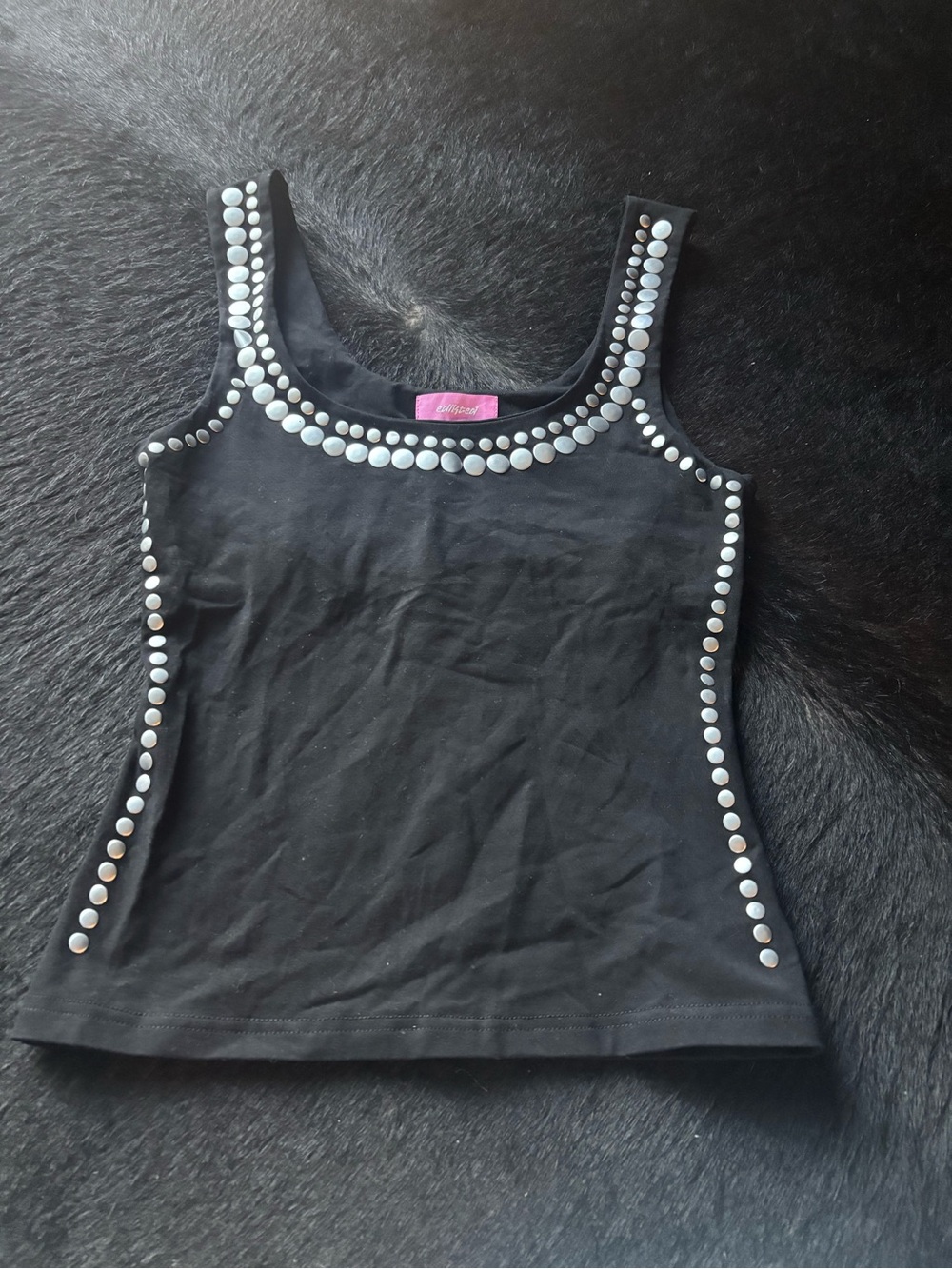 Edikted Black Tank Top with Silver Stud Accents